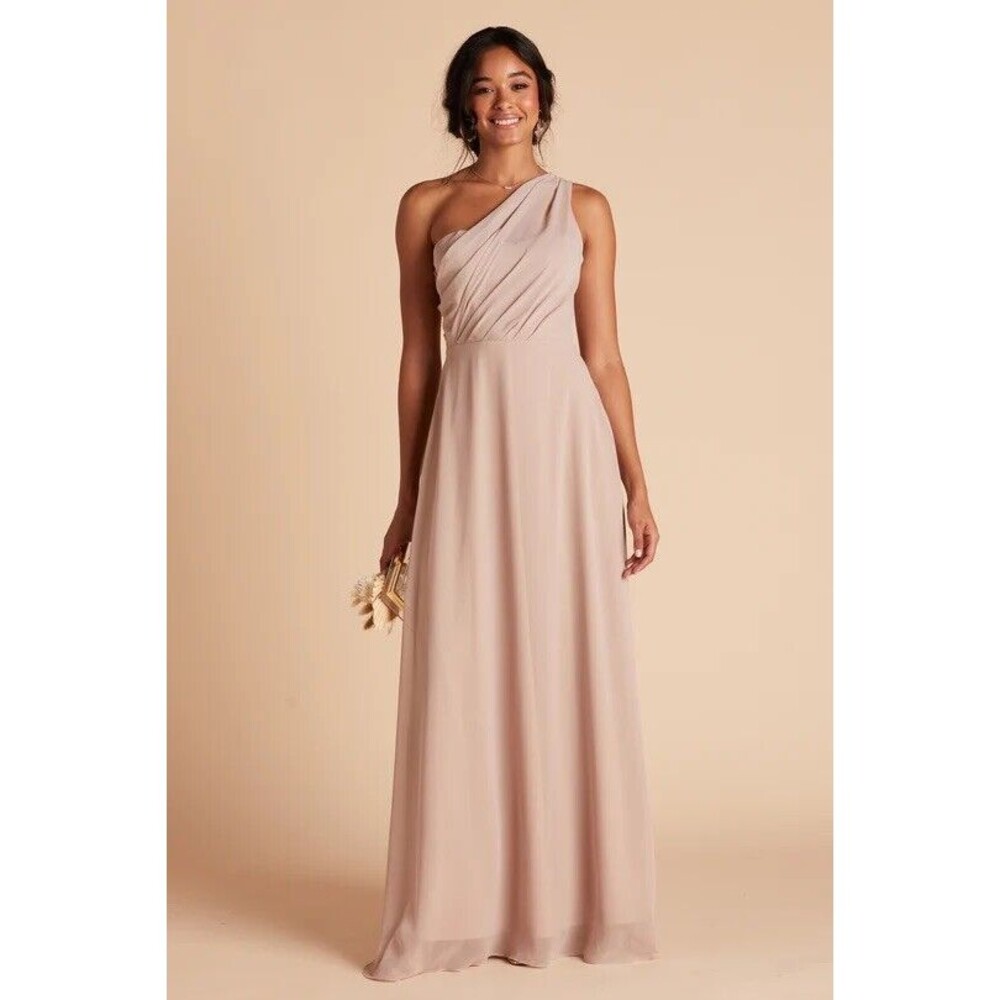 Womens Size S Birdy Grey Kira Chiffon Taupe Bridesmaid Dress NWT